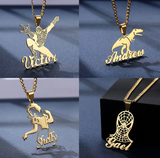 Custom Name Cartoon Character Stainless Steel Necklaces Pendants Kids Nameplate Jewelry Personalised Any Design Letter Necklace