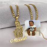 Custom Photo Necklace Custom Picture Nameplate Pendant Necklace for Kids Custom Memory Jewelry for Family Gifts Collar