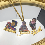 Custom Photo Necklace Custom Picture Nameplate Pendant Necklace for Kids Custom Memory Jewelry for Family Gifts Collar