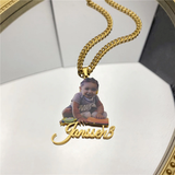 Custom Photo Necklace Custom Picture Nameplate Pendant Necklace for Kids Custom Memory Jewelry for Family Gifts Collar