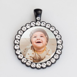 Custom Baby Photo Angel Wings Pendant with Long Chain Rhinestones Necklace Personalized Glass Dome Picture Customized Jewelry