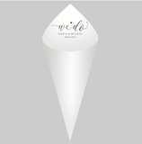 30Pcs Personalized Wedding Cones,White Paper Size 16x16cm ,Custom Name Date Confetti Toss Cones for Bridal Shower Party Favors