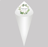 30Pcs Personalized Wedding Cones,White Paper Size 16x16cm ,Custom Name Date Confetti Toss Cones for Bridal Shower Party Favors