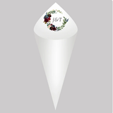 30Pcs Personalized Wedding Cones,White Paper Size 16x16cm ,Custom Name Date Confetti Toss Cones for Bridal Shower Party Favors