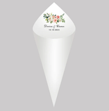 30Pcs Personalized Wedding Cones,White Paper Size 16x16cm ,Custom Name Date Confetti Toss Cones for Bridal Shower Party Favors