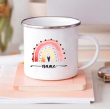 Campfire Mug Rainbow Rustic Birthday Christmas Gifts Personalized Enamel Mug for Kid Women Friend Camper Custom Cups Rainbow Mug