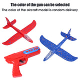 Children Catapult Foam Plane Gun Toy Hand Throw Aircraft Launcher With Light Flight Glider Kids Outdoor Luminous Airplane Toys