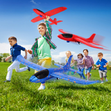 Children Catapult Foam Plane Gun Toy Hand Throw Aircraft Launcher With Light Flight Glider Kids Outdoor Luminous Airplane Toys