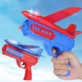 Children Catapult Foam Plane Gun Toy Hand Throw Aircraft Launcher With Light Flight Glider Kids Outdoor Luminous Airplane Toys