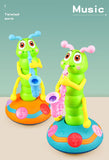 Children Musical Cartoon Caterpillar Playing the Saxophone Dancing Twist Worm Electric Pet Interactive Toys for Toddlers Gifts