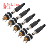 10Pcs DC Connectors 5.5x2.1mm 3.5x1.3mm DC Power Plug Male Female Jack Socket Nut Panel Mount DC Power Adapter Connector 5.5*2.1