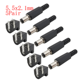 10Pcs DC Connectors 5.5x2.1mm 3.5x1.3mm DC Power Plug Male Female Jack Socket Nut Panel Mount DC Power Adapter Connector 5.5*2.1