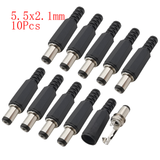 10Pcs DC Connectors 5.5x2.1mm 3.5x1.3mm DC Power Plug Male Female Jack Socket Nut Panel Mount DC Power Adapter Connector 5.5*2.1