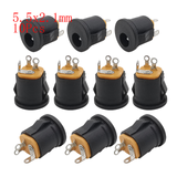 10Pcs DC Connectors 5.5x2.1mm 3.5x1.3mm DC Power Plug Male Female Jack Socket Nut Panel Mount DC Power Adapter Connector 5.5*2.1