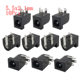 10Pcs DC Connectors 5.5x2.1mm 3.5x1.3mm DC Power Plug Male Female Jack Socket Nut Panel Mount DC Power Adapter Connector 5.5*2.1