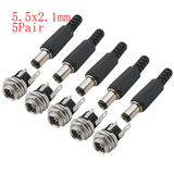 10Pcs DC Connectors 5.5x2.1mm 3.5x1.3mm DC Power Plug Male Female Jack Socket Nut Panel Mount DC Power Adapter Connector 5.5*2.1