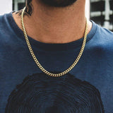  Cuban Chain Necklace for Men Women, Basic Punk Stainless Steel Curb Link Chain Chokers,Vintage Gold Tone Solid Metal Collar