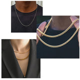  Cuban Chain Necklace for Men Women, Basic Punk Stainless Steel Curb Link Chain Chokers,Vintage Gold Tone Solid Metal Collar