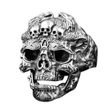 Gothic Punk Ring For Men Retro Skeleton Devil Male Ring Skull Adjustable Exaggeration Death Officer Snake Captain