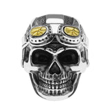 Gothic Punk Ring For Men Retro Skeleton Devil Male Ring Skull Adjustable Exaggeration Death Officer Snake Captain