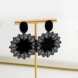 Big Black Flower Hanging Earrings For Women Exaggerated Rock Personality  Wedding Party Jewelry Valentine's Day Girl Gift