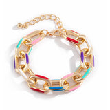 Colorful Painted Aluminum Chain Charm Bracelet Jewelry For Women Fashion Trendy Cross Chain Bangle Bracelet