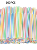 100Pcs 21cm Colorful Disposable Plastic Curved Drinking Straws Wedding Party Bar Drink Accessories Birthday reusable straw