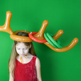 1 Set Inflatable Antlers Shape Toy Family Party Fun Throw Rings Interactive Game Kids Adult Hat ring toss Headband NEW Year Gift