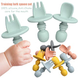 100% Food Grade Silicone Mini Fork Spoon For Baby Utensils Set Cute Feeding Spork Learn To Eat Children's Tableware