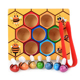 3D Wooden Leaning Educatinal Toys Children Montessori Early Education Beehive Game Childhood Color Cognitive Clip Small Bee Toy